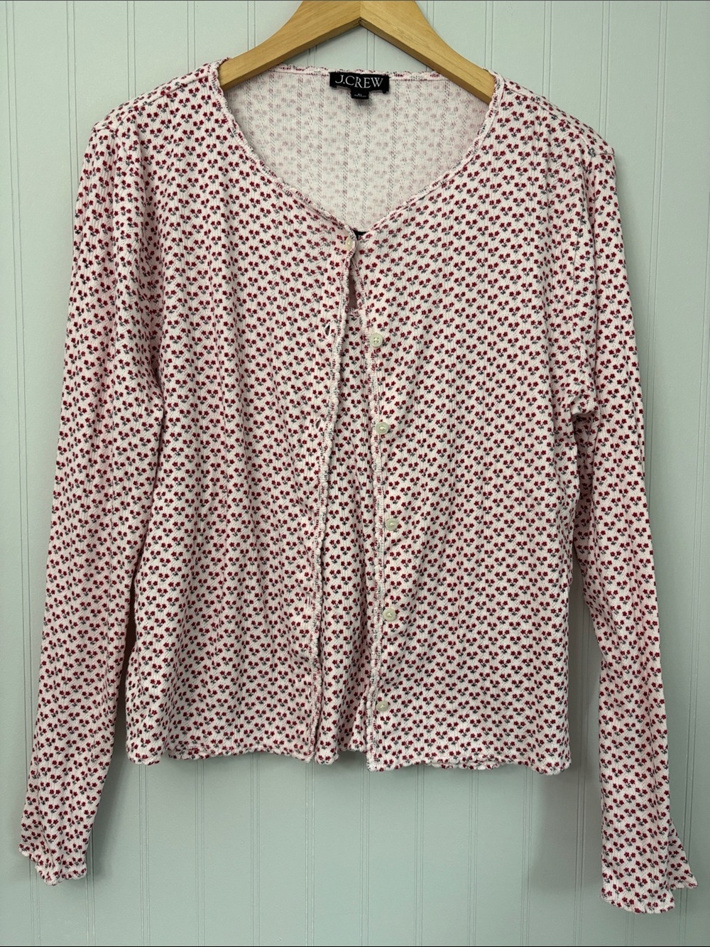 J. Crew 2 Piece Matching Set Ditsy Floral Long Sleeve Cardigan and Tank Top XL